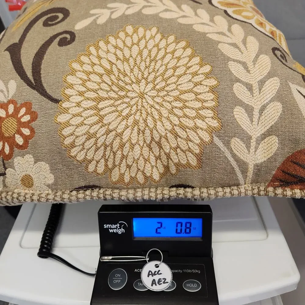 THROW PILLOW Boho Floral Striped Beige Yellow Orange Double Sided 19